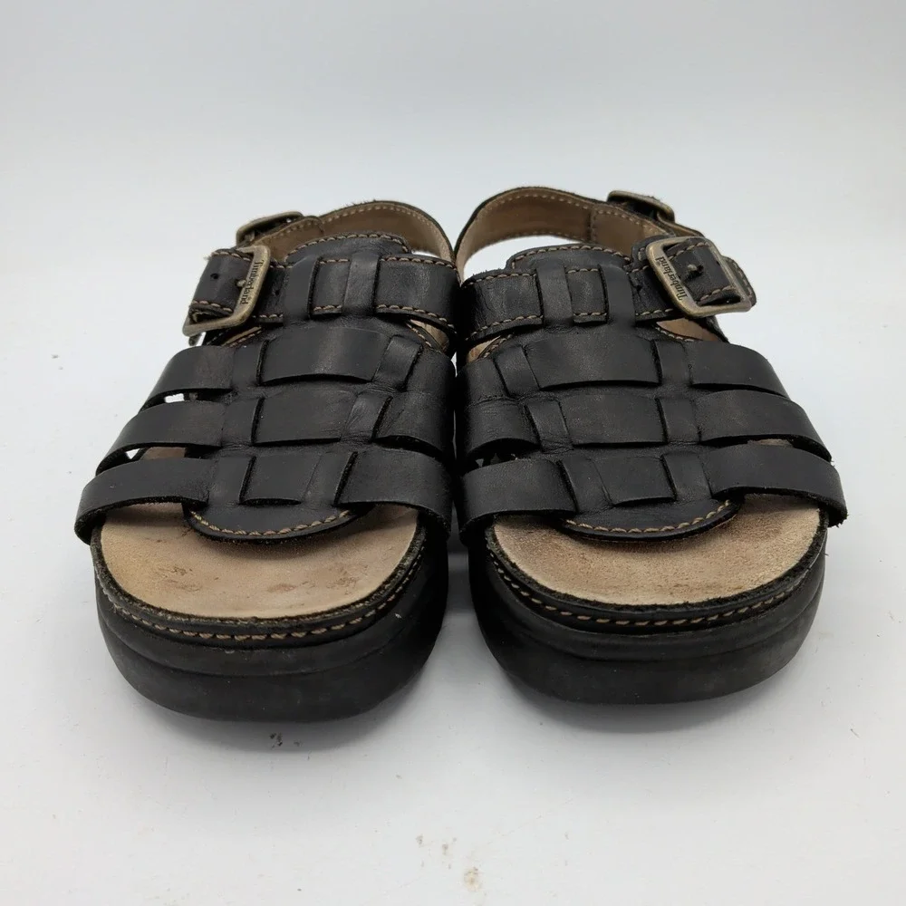 Timberland Mens 80303 Black Leather Fisherman Sandals Size 9.5M Buckle Straps